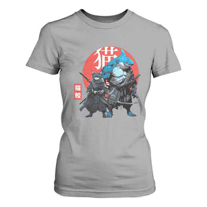 Samurai Cat Shark T Shirt For Women Retro Japanese Animal Warrior Art TS14 Sport Gray Print Your Wear