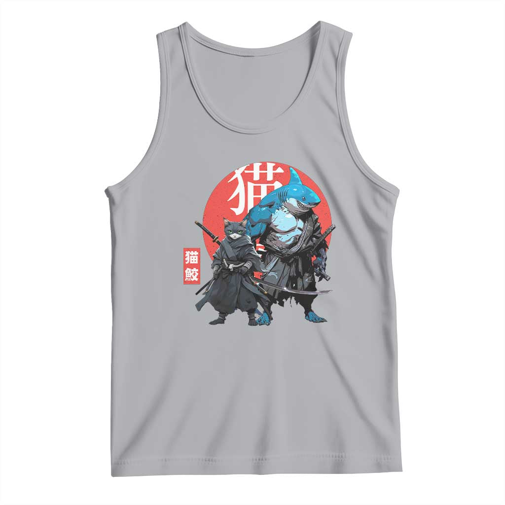 Samurai Cat Shark Tank Top Retro Japanese Animal Warrior Art TS14 Athletic Heather Print Your Wear