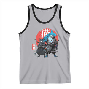 Samurai Cat Shark Tank Top Retro Japanese Animal Warrior Art TS14 Athletic Heather Black Print Your Wear