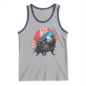 Samurai Cat Shark Tank Top Retro Japanese Animal Warrior Art TS14 Athletic Heather Navy Print Your Wear
