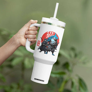 Samurai Cat Shark Tumbler With Handle Retro Japanese Animal Warrior Art TS14 Print Your Wear