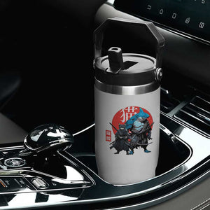 Samurai Cat Shark Flip Straw Tumbler Retro Japanese Animal Warrior Art TS14 Print Your Wear
