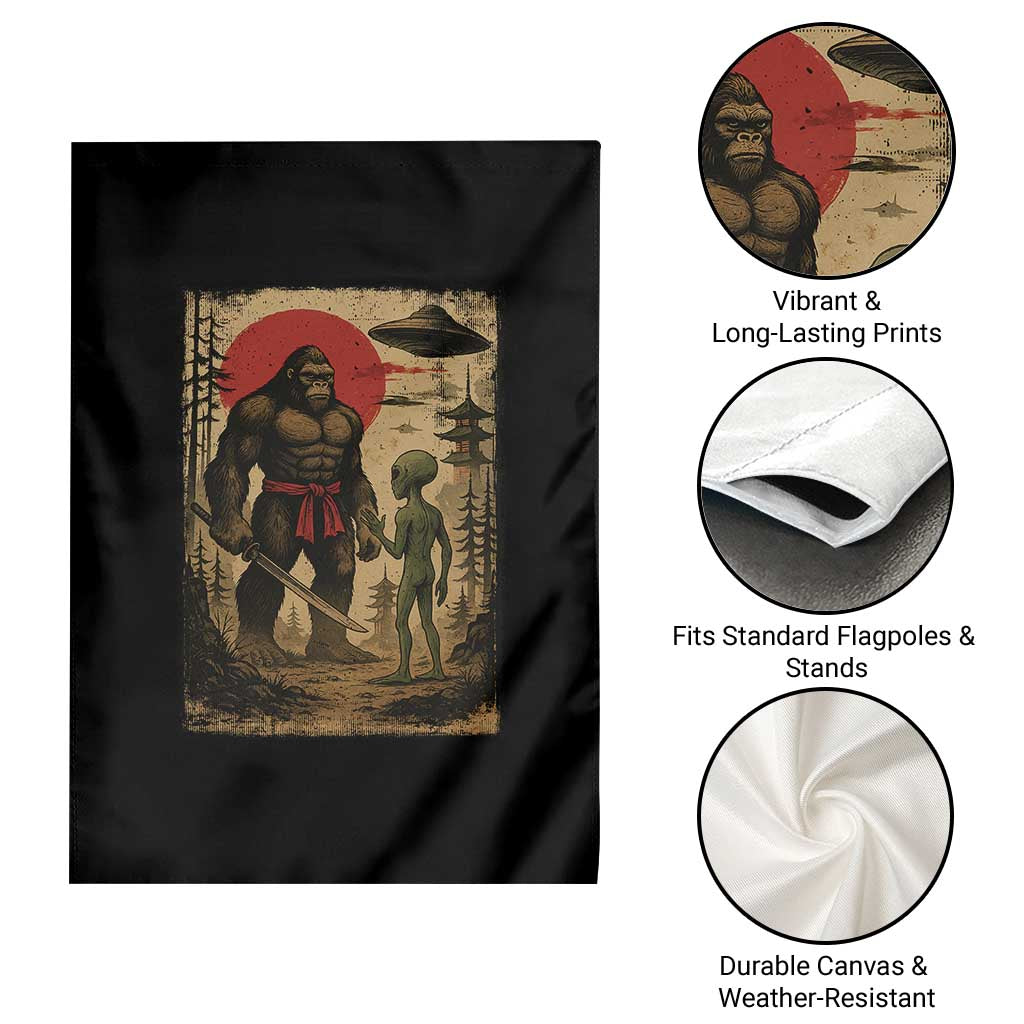 Samurai Bigfoot Japanese UFO Garden Flag Sasquatch Ailen Ukiyo-e TS14 Print Your Wear