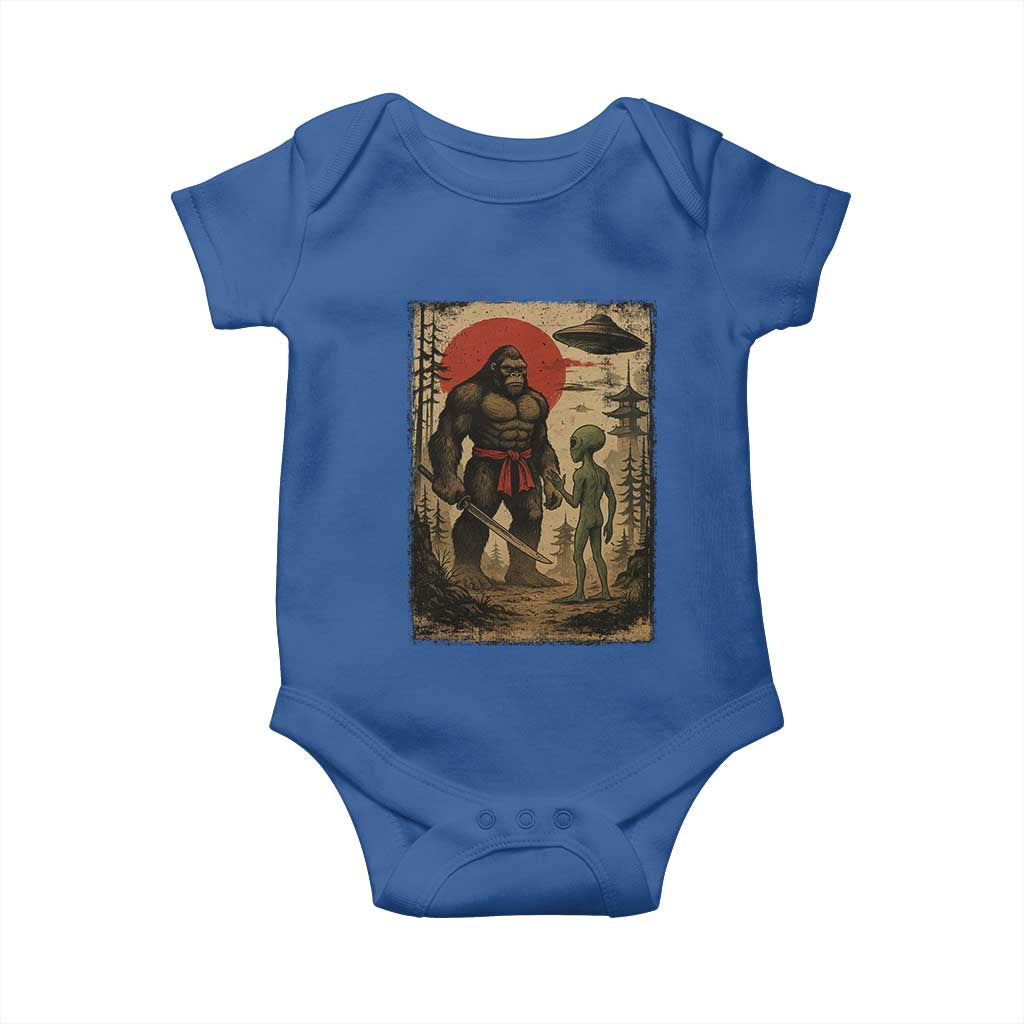 Samurai Bigfoot Japanese UFO Baby Onesie Sasquatch Ailen Ukiyo-e TS14 Royal Blue Print Your Wear