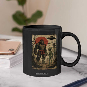 Samurai Bigfoot Japanese UFO Coffee Mug Sasquatch Ailen Ukiyo-e TS14 Print Your Wear