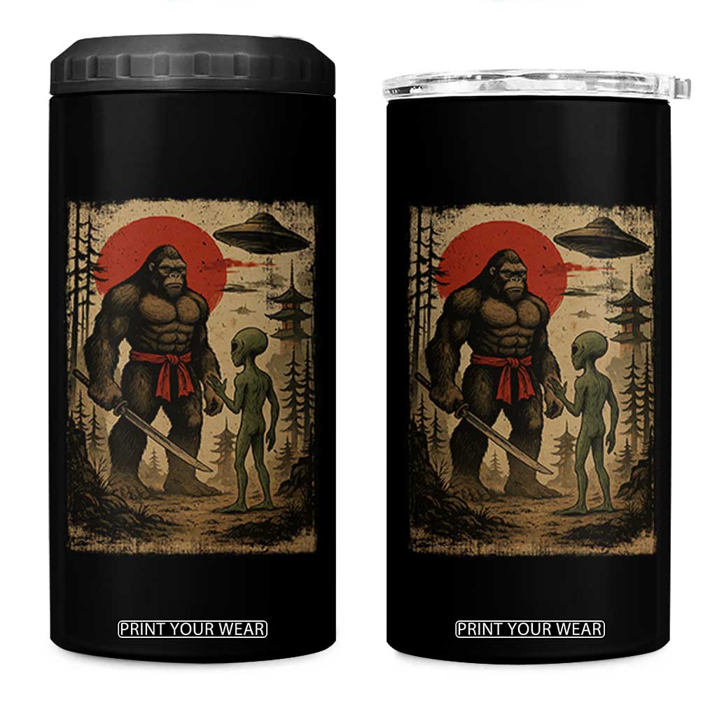 Samurai Bigfoot Japanese UFO 4 in 1 Can Cooler Tumbler Sasquatch Ailen Ukiyo-e TS14 One Size: 16 oz Black Print Your Wear