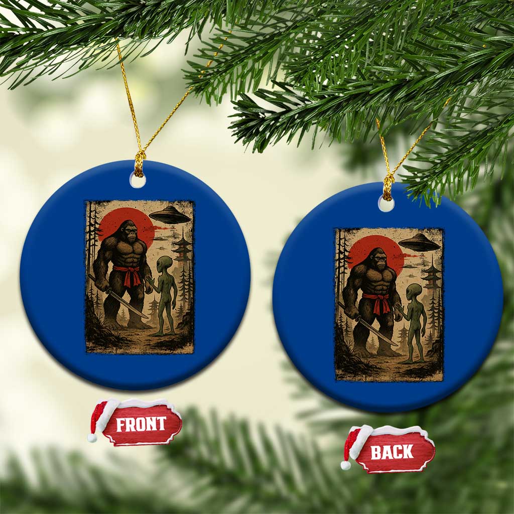 Samurai Bigfoot Japanese UFO Ceramic Ornament Sasquatch Ailen Ukiyo-e TS14 1pc Blue Print Your Wear