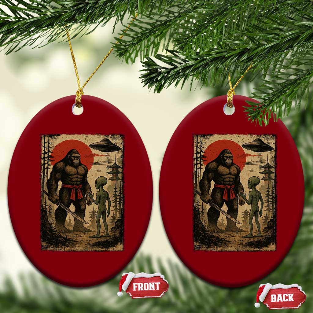 Samurai Bigfoot Japanese UFO Ceramic Ornament Sasquatch Ailen Ukiyo-e TS14 Print Your Wear
