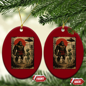Samurai Bigfoot Japanese UFO Ceramic Ornament Sasquatch Ailen Ukiyo-e TS14 Print Your Wear