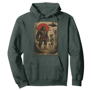 Samurai Bigfoot Japanese UFO Hoodie Sasquatch Ailen Ukiyo-e TS14 Dark Forest Green Print Your Wear