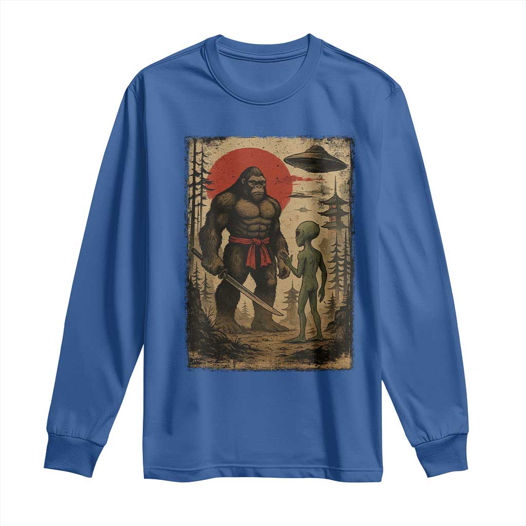 Samurai Bigfoot Japanese UFO Long Sleeve Shirt Sasquatch Ailen Ukiyo-e TS14 Royal Blue Print Your Wear