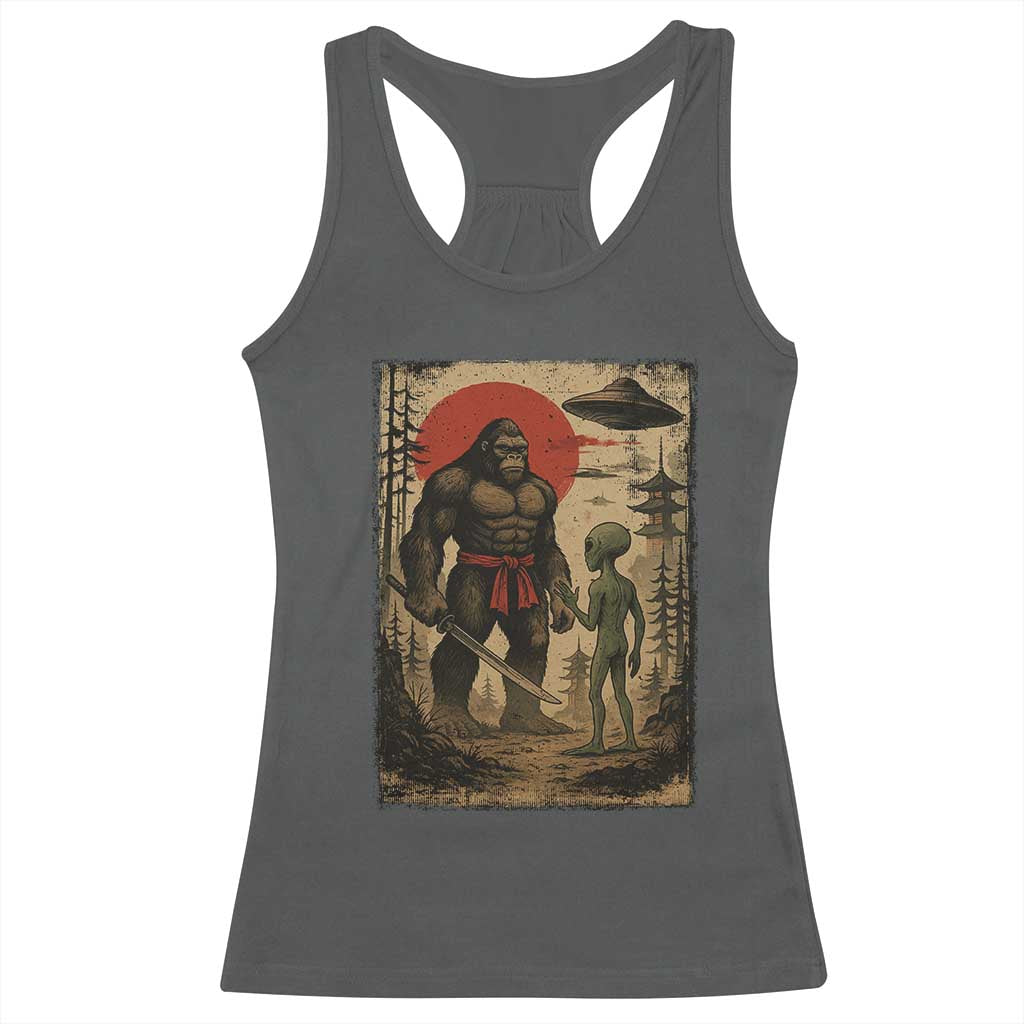 Samurai Bigfoot Japanese UFO Racerback Tank Top Sasquatch Ailen Ukiyo-e TS14 Dark Heather Print Your Wear