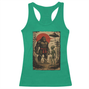 Samurai Bigfoot Japanese UFO Racerback Tank Top Sasquatch Ailen Ukiyo-e TS14 Irish Green Print Your Wear