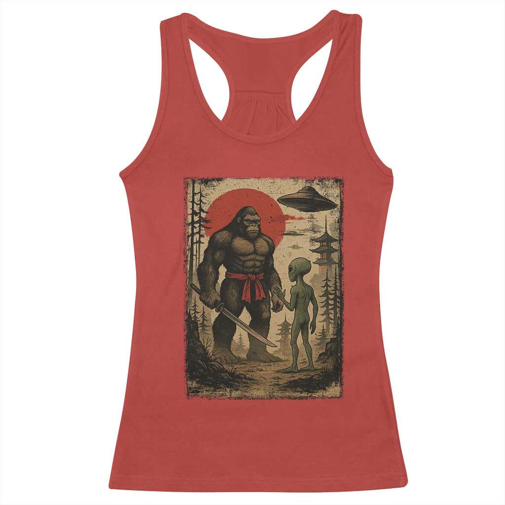 Samurai Bigfoot Japanese UFO Racerback Tank Top Sasquatch Ailen Ukiyo-e TS14 Red Print Your Wear
