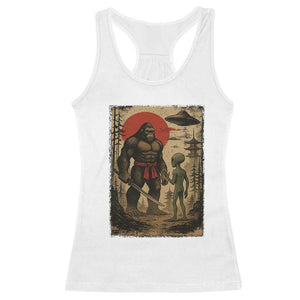 Samurai Bigfoot Japanese UFO Racerback Tank Top Sasquatch Ailen Ukiyo-e TS14 White Print Your Wear