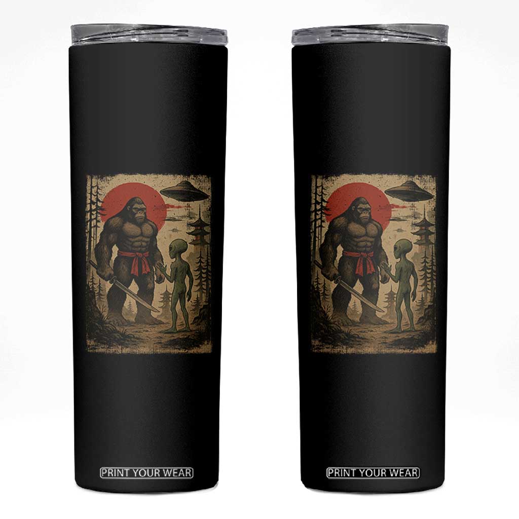Samurai Bigfoot Japanese UFO Skinny Tumbler Sasquatch Ailen Ukiyo-e TS14 Black Print Your Wear