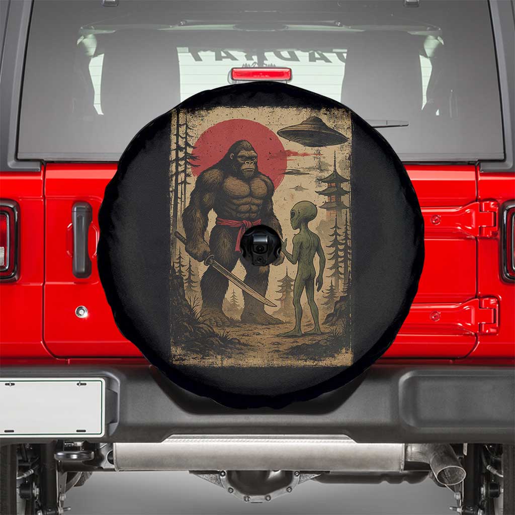 Samurai Bigfoot Japanese UFO Spare Tire Cover Sasquatch Ailen Ukiyo-e TS14 Black Print Your Wear