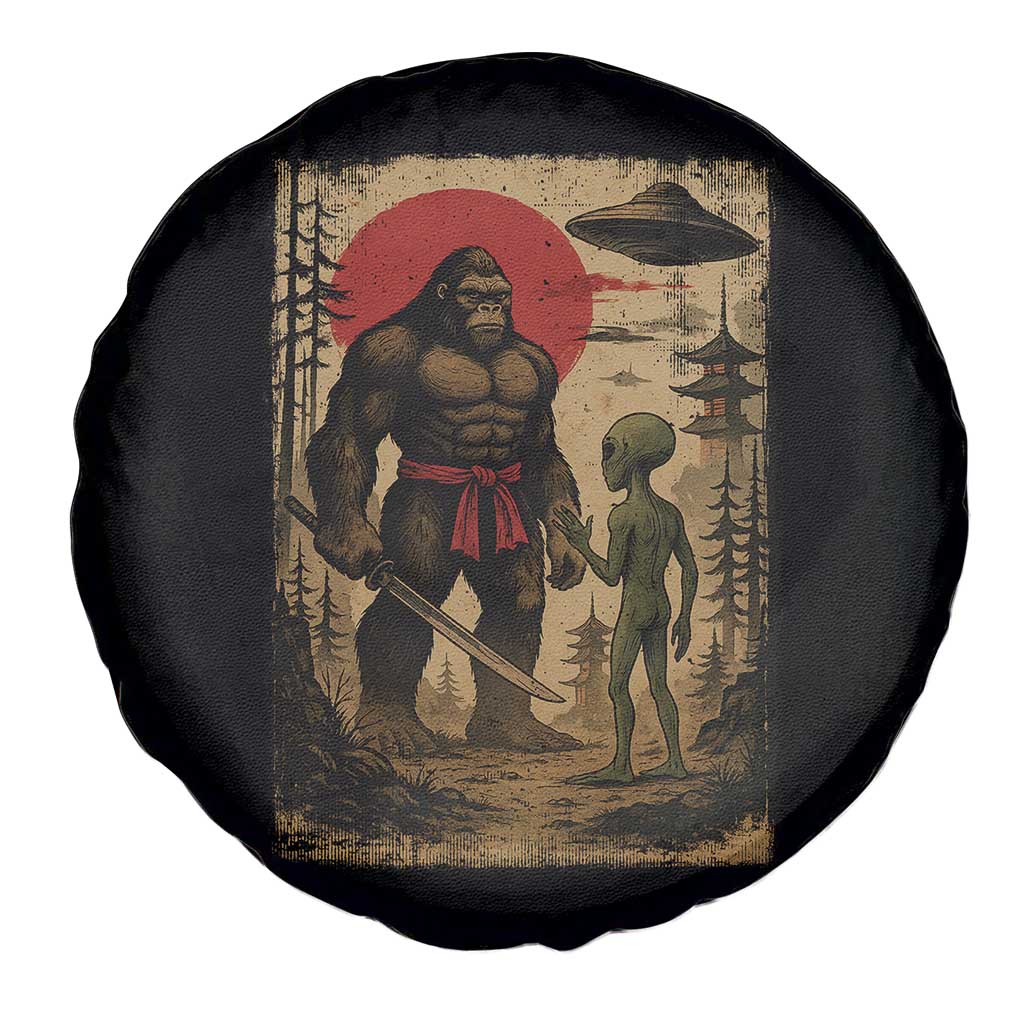 Samurai Bigfoot Japanese UFO Spare Tire Cover Sasquatch Ailen Ukiyo-e TS14 Print Your Wear