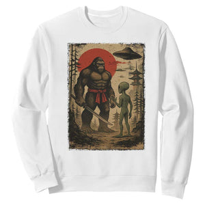 Samurai Bigfoot Japanese UFO Sweatshirt Sasquatch Ailen Ukiyo-e TS14 White Print Your Wear