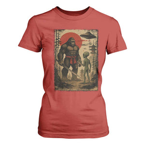 Samurai Bigfoot Japanese UFO T Shirt For Women Sasquatch Ailen Ukiyo-e TS14 Red Print Your Wear