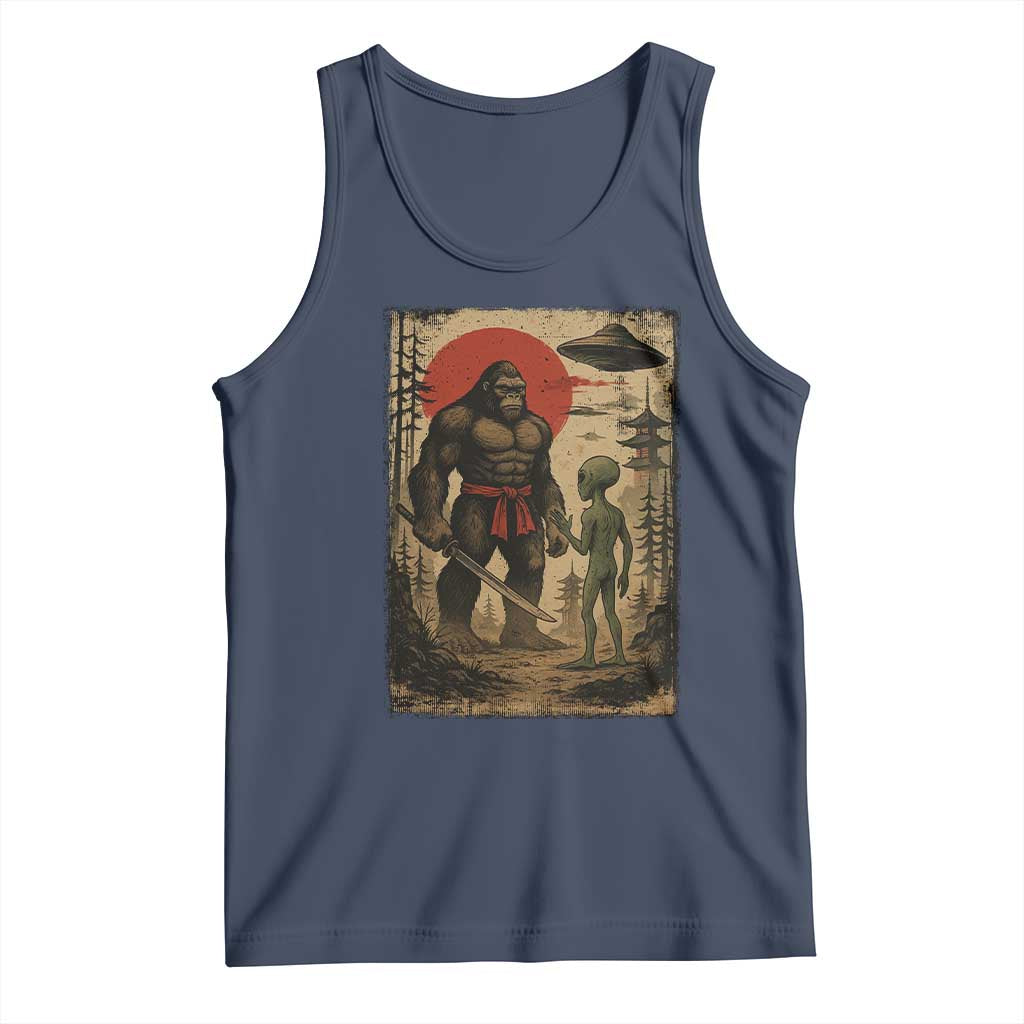 Samurai Bigfoot Japanese UFO Tank Top Sasquatch Ailen Ukiyo-e TS14 Navy Print Your Wear