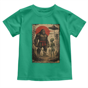 Samurai Bigfoot Japanese UFO Toddler T Shirt Sasquatch Ailen Ukiyo-e TS14 Irish Green Print Your Wear