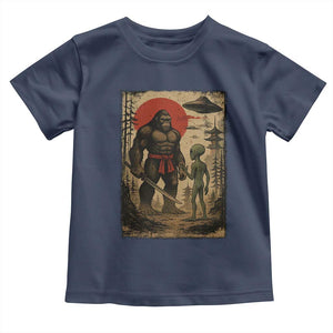 Samurai Bigfoot Japanese UFO Toddler T Shirt Sasquatch Ailen Ukiyo-e TS14 Navy Print Your Wear