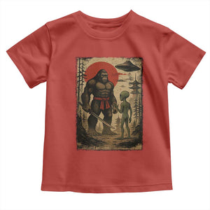 Samurai Bigfoot Japanese UFO Toddler T Shirt Sasquatch Ailen Ukiyo-e TS14 Red Print Your Wear
