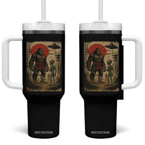 Samurai Bigfoot Japanese UFO Tumbler With Handle Sasquatch Ailen Ukiyo-e TS14 One Size: 40 oz Black Print Your Wear