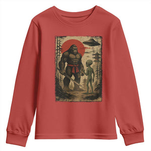 Samurai Bigfoot Japanese UFO Youth Sweatshirt Sasquatch Ailen Ukiyo-e TS14 Red Print Your Wear