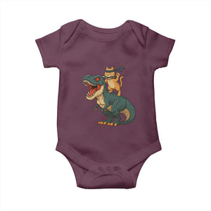 Ninja Cat Riding Dinosaur Baby Onesie TS14 Maroon Print Your Wear