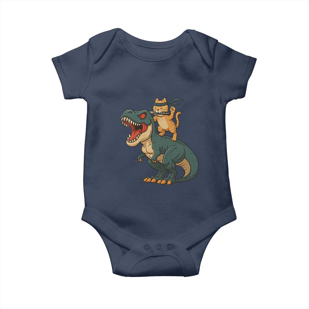 Ninja Cat Riding Dinosaur Baby Onesie TS14 Navy Print Your Wear