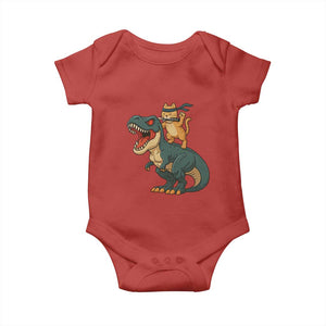 Ninja Cat Riding Dinosaur Baby Onesie TS14 Red Print Your Wear