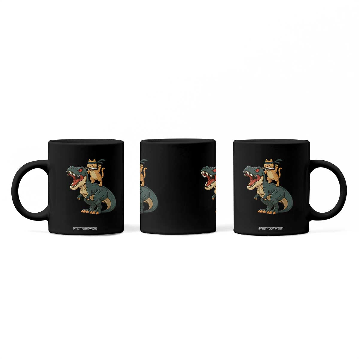 Ninja Cat Riding Dinosaur Coffee Mug TS14 Print Your Wear