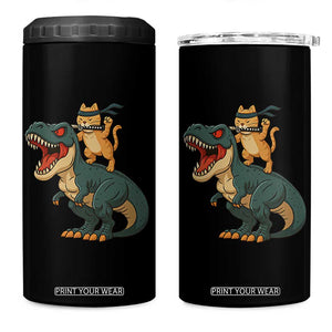 Ninja Cat Riding Dinosaur 4 in 1 Can Cooler Tumbler TS14 One Size: 16 oz Black Print Your Wear