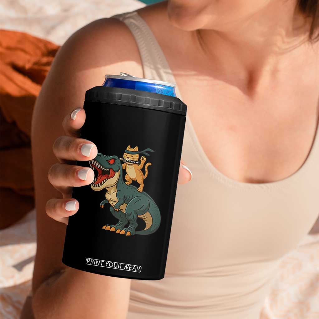 Ninja Cat Riding Dinosaur 4 in 1 Can Cooler Tumbler TS14 Print Your Wear