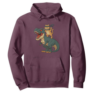 Ninja Cat Riding Dinosaur Hoodie TS14 Maroon Print Your Wear
