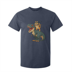 Ninja Cat Riding Dinosaur T Shirt For Kid TS14 Navy Print Your Wear
