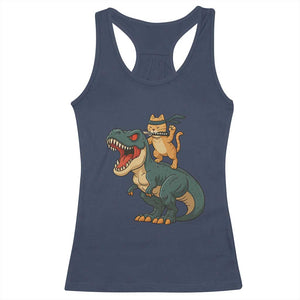 Ninja Cat Riding Dinosaur Racerback Tank Top TS14 Navy Print Your Wear