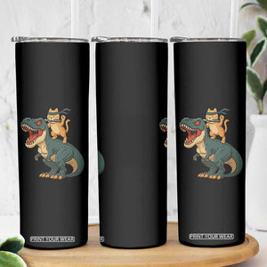 Ninja Cat Riding Dinosaur Skinny Tumbler TS14 Print Your Wear