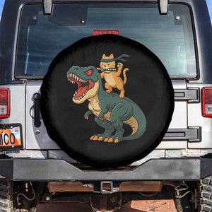 Ninja Cat Riding Dinosaur Spare Tire Cover TS14 No hole Black Print Your Wear