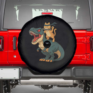 Ninja Cat Riding Dinosaur Spare Tire Cover TS14 Black Print Your Wear