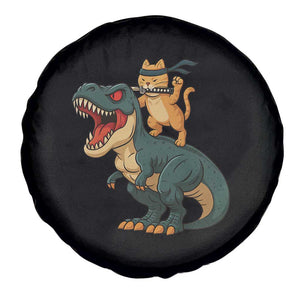 Ninja Cat Riding Dinosaur Spare Tire Cover TS14 Print Your Wear