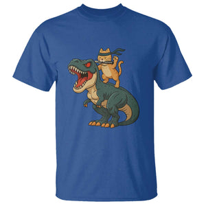 Ninja Cat Riding Dinosaur T Shirt TS14 Royal Blue Print Your Wear