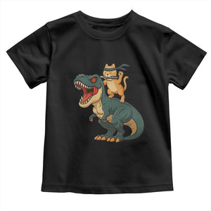 Ninja Cat Riding Dinosaur Toddler T Shirt TS14 Black Print Your Wear