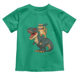 Ninja Cat Riding Dinosaur Toddler T Shirt TS14 Irish Green Print Your Wear