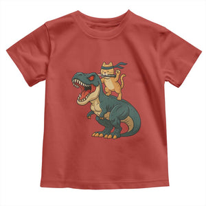 Ninja Cat Riding Dinosaur Toddler T Shirt TS14 Red Print Your Wear