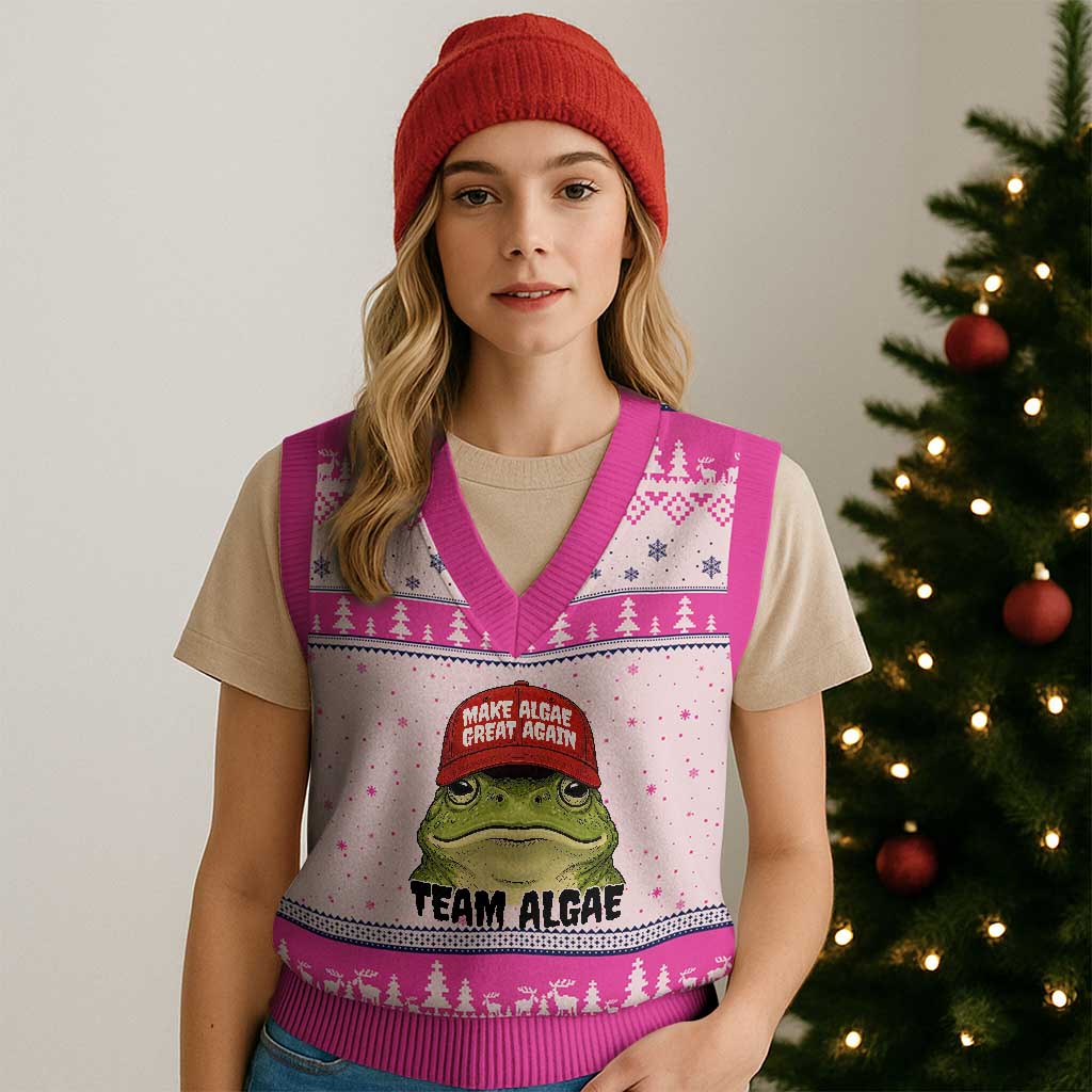 Make Algae Great Again V-Neck Knit Sweater Vest Funny Political Satire Nature Lover Gift TS14 Print Your Wear