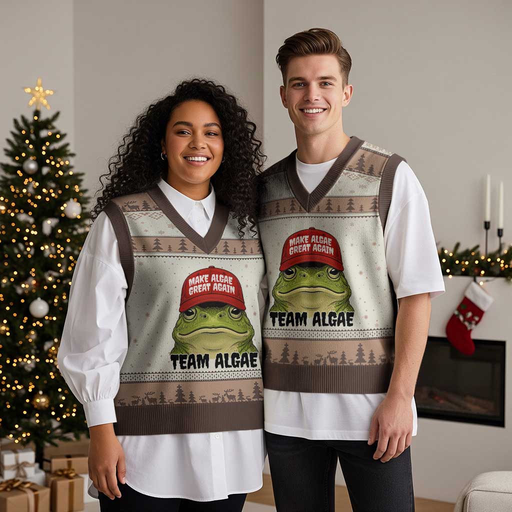 Make Algae Great Again V-Neck Knit Sweater Vest Funny Political Satire Nature Lover Gift TS14 Print Your Wear