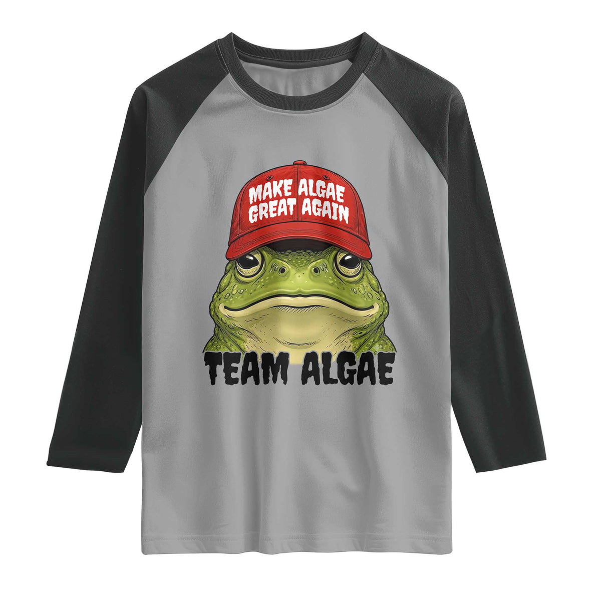 Make Algae Great Again Raglan Shirt Funny Political Satire Nature Lover Gift TS14 Sport Gray Black Print Your Wear